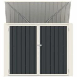 VENTE-UNIQUE.COM Abri Pour Poubelle Double En Métal En Acier Galvanisé Gris ILARIO - L.181 X P.107 X H.131 Cm - Gris Anthracite, Gris -France Abri de jardin Soldes Boutique 55885019 3