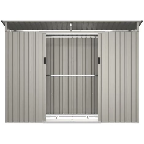 VENTE-UNIQUE.COM Abri De Jardin Métal En Acier Galvanisé Gris Avec Claire-voies Transparentes 3,24 M² FOLCO - Gris 7 VENTE-UNIQUE.COM Abri De Jardin Métal En Acier Galvanisé Gris Avec Claire-voies Transparentes 3,24 M² FOLCO - Gris – Image 5
