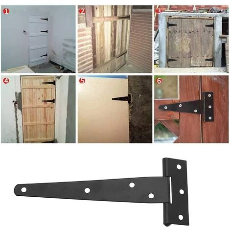 SUPERMARKET Lot De 6 Charnières En T Pour Abri De Jardin - 12,7 Cm - Robustes - Acier Forgé - Ne Rouille Pas - Noir,Superma 5 SUPERMARKET Lot De 6 Charnières En T Pour Abri De Jardin - 12,7 Cm - Robustes - Acier Forgé - Ne Rouille Pas - Noir,Superma – Image 3