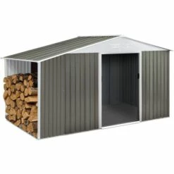 HABITAT ET JARDIN Abri De Jardin Métal "Dallas" 5,29 M² Avec Abri Bûche