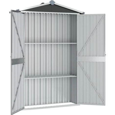 INLIFE Abri De Jardin Anthracite 107,5x46x183 Cm Acier Galvanisé 5 INLIFE Abri De Jardin Anthracite 107,5x46x183 Cm Acier Galvanisé – Image 3