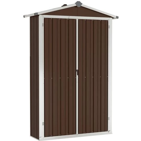 INLIFE Abri De Jardin Marron 107,5x46x183 Cm Acier Galvanisé 3 INLIFE Abri De Jardin Marron 107,5x46x183 Cm Acier Galvanisé