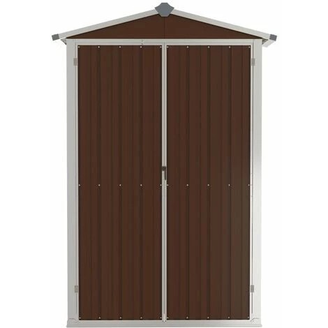INLIFE Abri De Jardin Marron 107,5x46x183 Cm Acier Galvanisé 6 INLIFE Abri De Jardin Marron 107,5x46x183 Cm Acier Galvanisé – Image 4