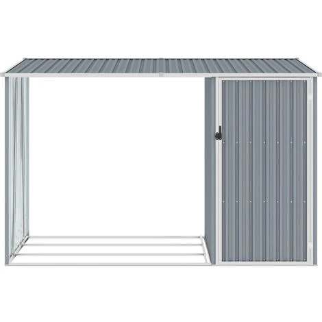 INLIFE Abri à Bois De Jardin Gris 245x98x159 Cm Acier Galvanisé 3 INLIFE Abri à Bois De Jardin Gris 245x98x159 Cm Acier Galvanisé