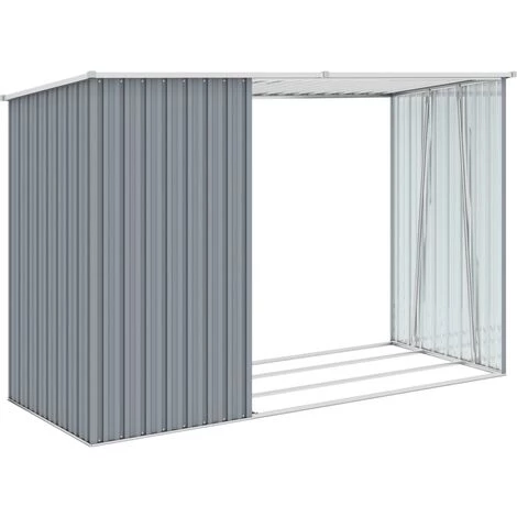 INLIFE Abri à Bois De Jardin Gris 245x98x159 Cm Acier Galvanisé 6 INLIFE Abri à Bois De Jardin Gris 245x98x159 Cm Acier Galvanisé – Image 4