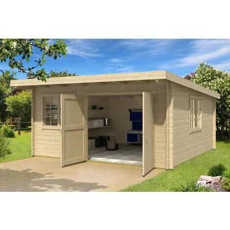 Garage Et Entrepot 44-C Carlsson - 1 Place Naturel , 44 Mm Épaisseur De Paroi 602 X 612 Cm - Sans Traitement De Couleur 5 Garage Et Entrepot 44-C Carlsson - 1 Place Naturel , 44 Mm Épaisseur De Paroi 602 X 612 Cm - Sans Traitement De Couleur – Image 3