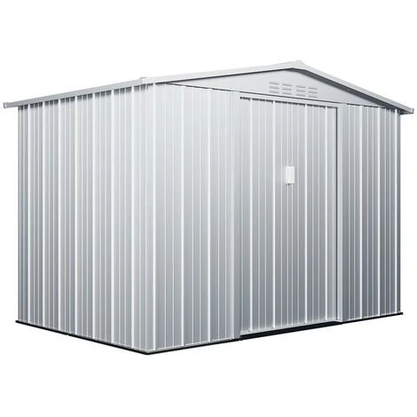 VENTE-UNIQUE.COM Abri De Jardin Métal En Acier Galvanisé Gris 4,91 M² LINUS - Gris Clair 4 VENTE-UNIQUE.COM Abri De Jardin Métal En Acier Galvanisé Gris 4,91 M² LINUS - Gris Clair – Image 2