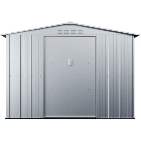VENTE-UNIQUE.COM Abri De Jardin Métal En Acier Galvanisé Gris 8,52 M² LINUS - Gris Clair 5 VENTE-UNIQUE.COM Abri De Jardin Métal En Acier Galvanisé Gris 8,52 M² LINUS - Gris Clair – Image 3