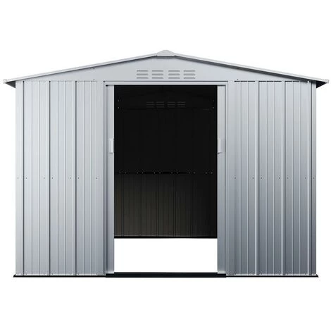VENTE-UNIQUE.COM Abri De Jardin Métal En Acier Galvanisé Gris 8,52 M² LINUS - Gris Clair 6 VENTE-UNIQUE.COM Abri De Jardin Métal En Acier Galvanisé Gris 8,52 M² LINUS - Gris Clair – Image 4