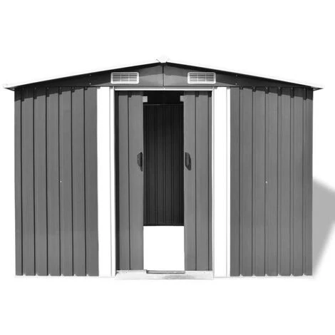GROSMONDE 257 X 205 X 178 Cm Abri De Stockage Pour Jardin Métal Gris 5 GROSMONDE 257 X 205 X 178 Cm Abri De Stockage Pour Jardin Métal Gris – Image 3