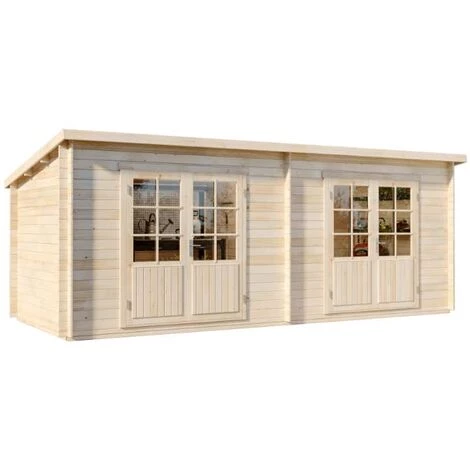 ALPHOLZ Abri De Jardin Maria Twin Naturel , 28 Mm Épaisseur Paroi 601 X 275 Cm - Sans Traitement De Couleur 6 ALPHOLZ Abri De Jardin Maria Twin Naturel , 28 Mm Épaisseur Paroi 601 X 275 Cm - Sans Traitement De Couleur – Image 4