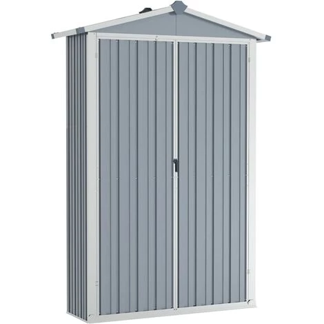 TRUE DEAL Abri De Jardin Gris 107,5x46x183 Cm Acier Galvanisé 4 TRUE DEAL Abri De Jardin Gris 107,5x46x183 Cm Acier Galvanisé – Image 2