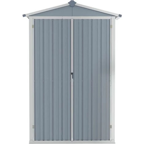 TRUE DEAL Abri De Jardin Gris 107,5x46x183 Cm Acier Galvanisé 6 TRUE DEAL Abri De Jardin Gris 107,5x46x183 Cm Acier Galvanisé – Image 4