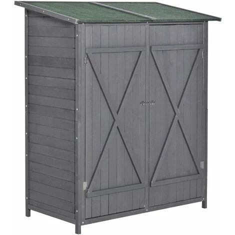 Outsunny Abri De Jardin Armoire De Jardin Remise Pour Outils Sur Pied Dim. 139L X 75l X 160H Cm 2 étagères 2 Portes Toit Bitumé étanche Bois Sapin Pré-huilé Gris - Gris 3 Outsunny Abri De Jardin Armoire De Jardin Remise Pour Outils Sur Pied Dim. 139L X 75l X 160H Cm 2 étagères 2 Portes Toit Bitumé étanche Bois Sapin Pré-huilé Gris - Gris