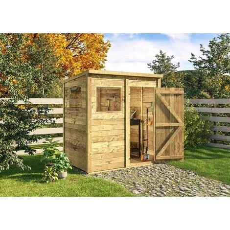 Alpholz Abri De Jardin Theo Naturel Imprégné Sous Pression, 12 Mm Épaisseur Paroi 186 X 126 Cm - Sans Traitement De Couleur 4 Alpholz Abri De Jardin Theo Naturel Imprégné Sous Pression, 12 Mm Épaisseur Paroi 186 X 126 Cm - Sans Traitement De Couleur – Image 2