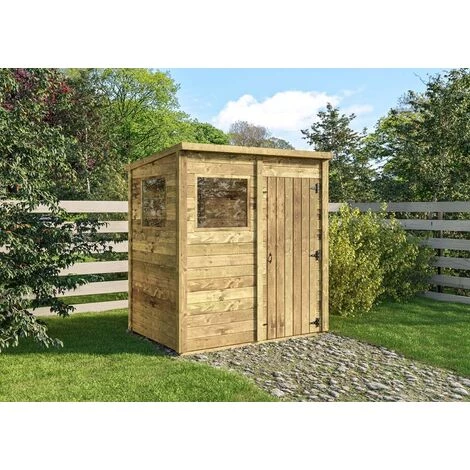 Alpholz Abri De Jardin Theo Naturel Imprégné Sous Pression, 12 Mm Épaisseur Paroi 186 X 126 Cm - Sans Traitement De Couleur 5 Alpholz Abri De Jardin Theo Naturel Imprégné Sous Pression, 12 Mm Épaisseur Paroi 186 X 126 Cm - Sans Traitement De Couleur – Image 3