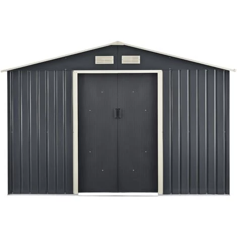 NOVA Maison De Jardin Galvanisée Avec Coins De Base En Métal 277x191x192 Cm Anthracite 3 NOVA Maison De Jardin Galvanisée Avec Coins De Base En Métal 277x191x192 Cm Anthracite