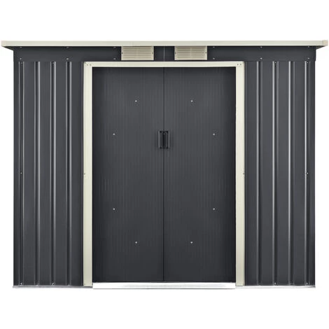 NOVA Maison De Jardin Galvanisé Avec Du Cornice De Base En Métal 213x130x173 Cm Anthracite 3 NOVA Maison De Jardin Galvanisé Avec Du Cornice De Base En Métal 213x130x173 Cm Anthracite