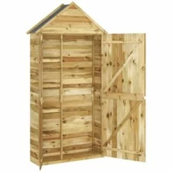 INLIFE Abri à Outils De Jardin 107x37x220 Cm Bois De Pin Imprégné - Brun -France Abri de jardin Soldes Boutique 58690913 4