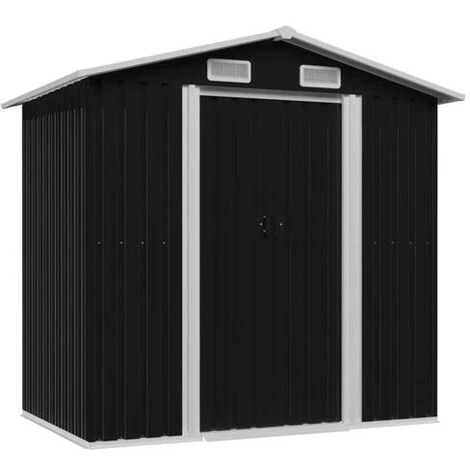 GROSMONDE 204 X 132 X 186 Cm Abri De Stockage Pour Jardin Métal Cabane Rangement Outils Anthracite - Anthracite 3 GROSMONDE 204 X 132 X 186 Cm Abri De Stockage Pour Jardin Métal Cabane Rangement Outils Anthracite - Anthracite