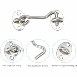 MACARON Crochet Cabine 2 Pièces,Crochet Fermeture Porte,Serrure à Crochet De Porte En Acier Inoxydable Argent,Avec Vis De Montage,Pour Fenêtre,Porte De Grange,Porte De Hangar,Porte De Garage(7.5cm)LO-Ron -France Abri de jardin Soldes Boutique 58700665 4