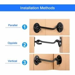 MACARON Crochet De Cabine 2 Pièces Crochet Fermeture Porte Noir Acier Inoxydable Crochets Avec Oil De Porte Verrous Et Boulons Pour Serrures Porte De Grange, Salle De Bain, Fenêtre, Porte Coulissante LO-Ron -France Abri de jardin Soldes Boutique 58700669 3