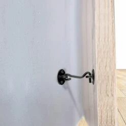 MACARON Crochet De Cabine 2 Pièces Crochet Fermeture Porte Noir Acier Inoxydable Crochets Avec Oil De Porte Verrous Et Boulons Pour Serrures Porte De Grange, Salle De Bain, Fenêtre, Porte Coulissante LO-Ron -France Abri de jardin Soldes Boutique 58700669 5