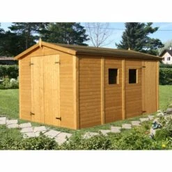 Cabane à Outils Palmako Dan 10,0 M² Naturel , 16 Mm Épaisseur De Paroi 295 X 394 Cm - Sans Traitement De Couleur