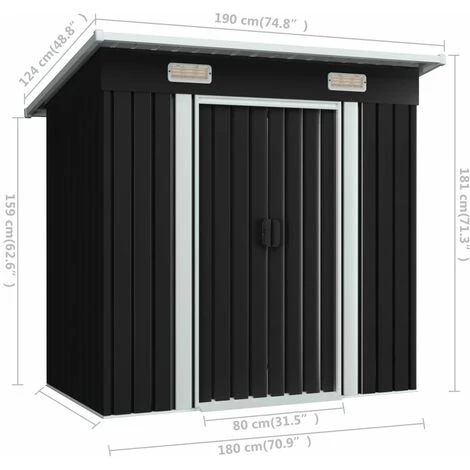 GROSMONDE 190 X 124 X 181 Cm Abri De Stockage Pour Jardin Acier Cabane 4 GROSMONDE 190 X 124 X 181 Cm Abri De Stockage Pour Jardin Acier Cabane – Image 2