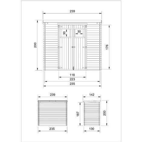 Abri De Jardin En Bois TIMBELA M310 - Stockage Extérieur L239xL144xH200cm/2.6m2 - Petit Abri à Outils, Local à Vélos - Toit Imperméable, Fenêtres 5 Abri De Jardin En Bois TIMBELA M310 - Stockage Extérieur L239xL144xH200cm/2.6m2 - Petit Abri à Outils, Local à Vélos - Toit Imperméable, Fenêtres – Image 3