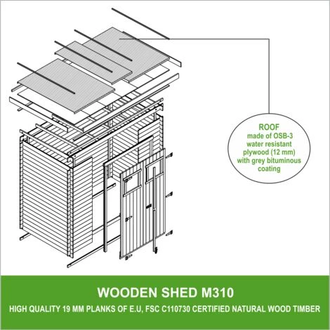 Abri De Jardin En Bois TIMBELA M310 - Stockage Extérieur L239xL144xH200cm/2.6m2 - Petit Abri à Outils, Local à Vélos - Toit Imperméable, Fenêtres 6 Abri De Jardin En Bois TIMBELA M310 - Stockage Extérieur L239xL144xH200cm/2.6m2 - Petit Abri à Outils, Local à Vélos - Toit Imperméable, Fenêtres – Image 4