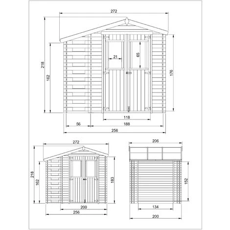 Abri De Jardin En Bois Et Range Bûches Extérieur TIMBELA M386C - Stockage Extérieur I206xL272xH218 Cm/ 3,53 + 0,97 M2 Petit Abri à Outils, Local à Vélos - Toit Imperméable, Fenêtres 5 Abri De Jardin En Bois Et Range Bûches Extérieur TIMBELA M386C - Stockage Extérieur I206xL272xH218 Cm/ 3,53 + 0,97 M2 Petit Abri à Outils, Local à Vélos - Toit Imperméable, Fenêtres – Image 3