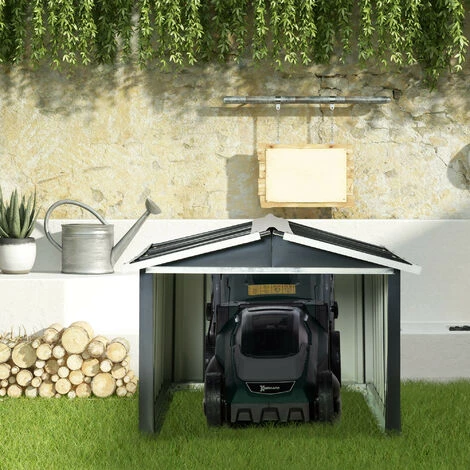 MH Abri De Jardin - Garage Pour Robot-tondeuse ARIANA Gris Et Blanc 4 MH Abri De Jardin - Garage Pour Robot-tondeuse ARIANA Gris Et Blanc – Image 2