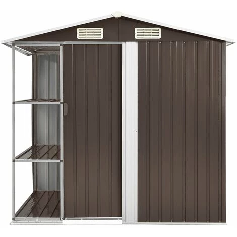FIMEI Abri De Jardin Avec étagère Marron 205x130x183 Cm Fer 4 FIMEI Abri De Jardin Avec étagère Marron 205x130x183 Cm Fer – Image 2