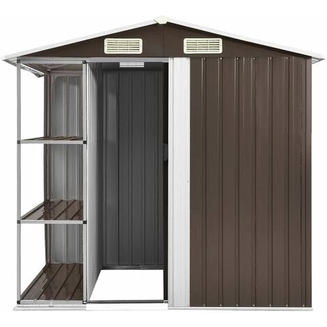 FIMEI Abri De Jardin Avec étagère Marron 205x130x183 Cm Fer 5 FIMEI Abri De Jardin Avec étagère Marron 205x130x183 Cm Fer – Image 3