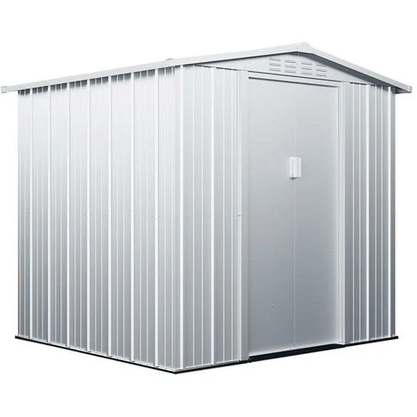 VENTE-UNIQUE.COM Abri De Jardin Métal En Acier Galvanisé Gris 3,73 M² LINUS - Gris Clair, Gris 4 VENTE-UNIQUE.COM Abri De Jardin Métal En Acier Galvanisé Gris 3,73 M² LINUS - Gris Clair, Gris – Image 2