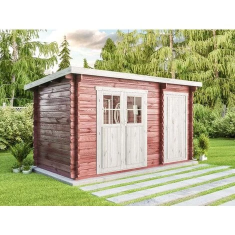 CARLSSON Abri De Jardin Corfou Avec Annexe Marron Imprégné, 28 Mm Épaisseur Paroi 402 X 224 Cm - Marron 3 CARLSSON Abri De Jardin Corfou Avec Annexe Marron Imprégné, 28 Mm Épaisseur Paroi 402 X 224 Cm - Marron