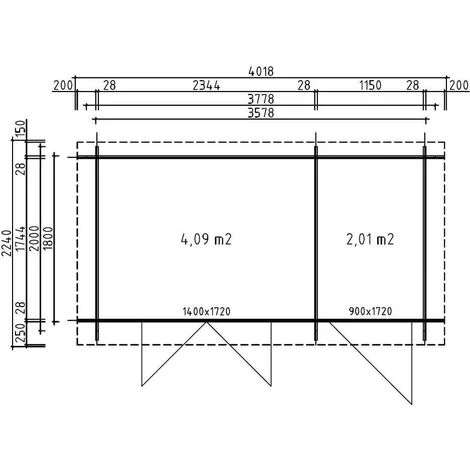 CARLSSON Abri De Jardin Corfou Avec Annexe Marron Imprégné, 28 Mm Épaisseur Paroi 402 X 224 Cm - Marron 4 CARLSSON Abri De Jardin Corfou Avec Annexe Marron Imprégné, 28 Mm Épaisseur Paroi 402 X 224 Cm - Marron – Image 2