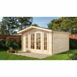 ALPHOLZ Abri De Jardin Westerwald-44 Naturel , 44 Mm Épaisseur Paroi 404 X 422 Cm - Sans Traitement De Couleur