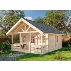 ALPHOLZ Chalet De Jardin Lillehammer ISO Naturel , 44 Mm Épaisseur Paroi 549 X 746 Cm - Sans Traitement De Couleur