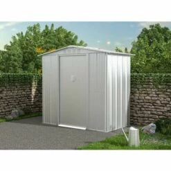 VENTE-UNIQUE.COM Abri De Jardin Métal En Acier Galvanisé Gris 2,36 M² LINUS - Gris Clair