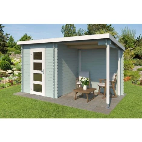 Poolhouse - Abri De Jardin Lasita Maja Jelle Plus Gris Peinture Protection Contre Les Intempéries, 28 Mm Épaisseur Paroi 390 X 214 Cm - Gris 4 Poolhouse - Abri De Jardin Lasita Maja Jelle Plus Gris Peinture Protection Contre Les Intempéries, 28 Mm Épaisseur Paroi 390 X 214 Cm - Gris – Image 2