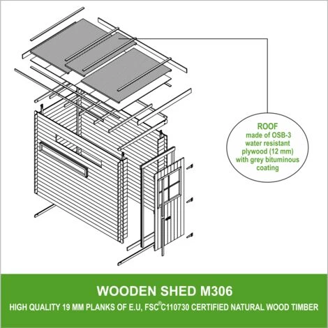 Abri De Jardin En Bois AVEC SOL TRAITÉ- Stockage Extérieur L239xL144xH198 Cm/2.63 M2 - Petit Abri à Outils, Local à Vélos - Toit Imperméable, Fenêtres TIMBELA M306+M306G 6 Abri De Jardin En Bois AVEC SOL TRAITÉ- Stockage Extérieur L239xL144xH198 Cm/2.63 M2 - Petit Abri à Outils, Local à Vélos - Toit Imperméable, Fenêtres TIMBELA M306+M306G – Image 4