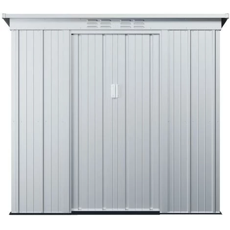 VENTE-UNIQUE.COM Abri De Jardin Métal En Acier Galvanisé Gris 2,32 M² ACAMAR - Gris Clair 4 VENTE-UNIQUE.COM Abri De Jardin Métal En Acier Galvanisé Gris 2,32 M² ACAMAR - Gris Clair – Image 2