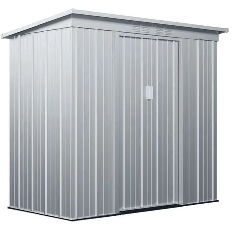 VENTE-UNIQUE.COM Abri De Jardin Métal En Acier Galvanisé Gris 2,32 M² ACAMAR - Gris Clair 5 VENTE-UNIQUE.COM Abri De Jardin Métal En Acier Galvanisé Gris 2,32 M² ACAMAR - Gris Clair – Image 3