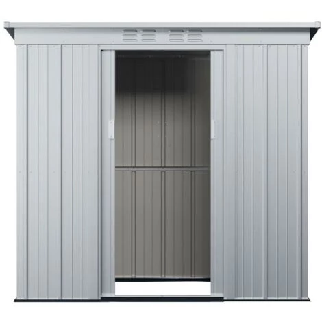 VENTE-UNIQUE.COM Abri De Jardin Métal En Acier Galvanisé Gris 2,32 M² ACAMAR - Gris Clair 7 VENTE-UNIQUE.COM Abri De Jardin Métal En Acier Galvanisé Gris 2,32 M² ACAMAR - Gris Clair – Image 5