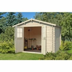 EDEN PARTENAIRE JARDIN Abri De Jardin En Bois Double Pente Falun 3 X 2.5 M Beige - Beige -France Abri de jardin Soldes Boutique 64014714 3