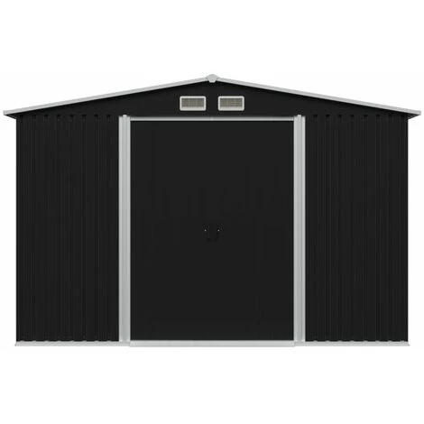 TANCYCO Abri De Jardin En Métal Débarras Acier Anthracite 257x205x178 Cm 6 TANCYCO Abri De Jardin En Métal Débarras Acier Anthracite 257x205x178 Cm – Image 4