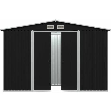 TANCYCO Abri De Jardin En Métal Débarras Acier Anthracite 257x205x178 Cm 7 TANCYCO Abri De Jardin En Métal Débarras Acier Anthracite 257x205x178 Cm – Image 5