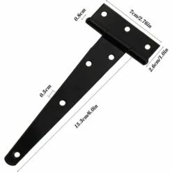 AOUGO Charnières à Sangle En T, 2 Charnières En Métal Avec Vis, Charnières En T Pour Fenêtres, Abris De Clôture Et Portails De Grange Fournitures Charnières De Portail Robustes (Noir, 15 Mm 6 Pouces) -France Abri de jardin Soldes Boutique 64615792 3